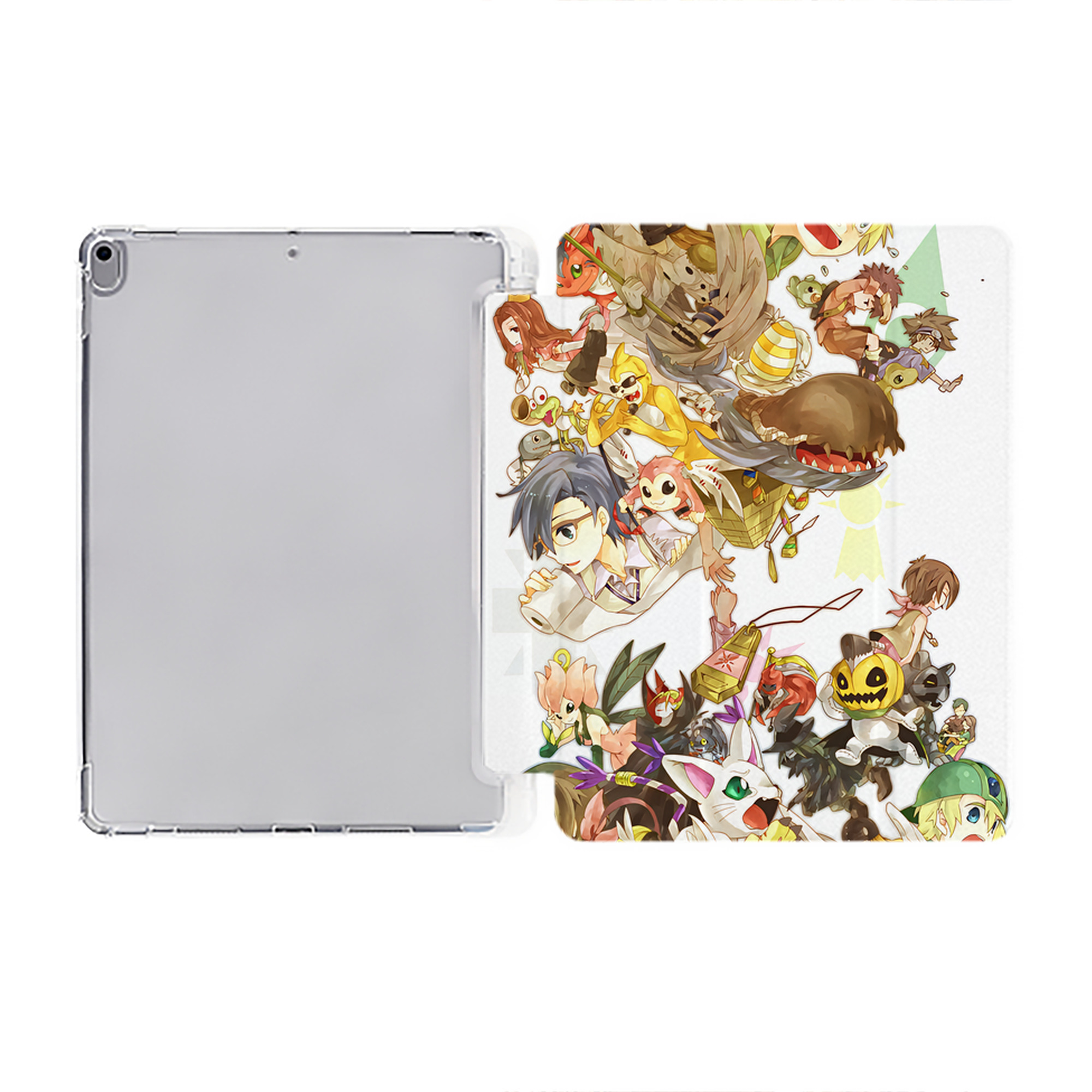 （画像用） Digimon デジタルモンスター/デジモン IPad ケース ペン収納付き 三つ折りスタンド PUレザー×シリコン 対応機種9.5/10.5/10.9インチ